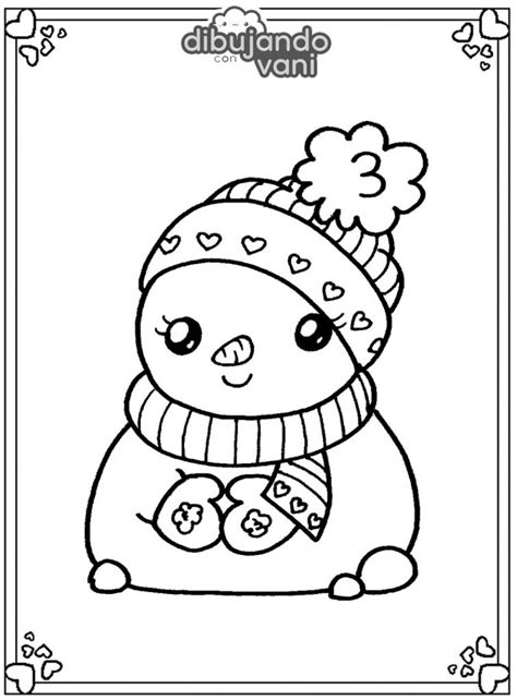 dibujos de navidad kawaii para colorear|dibujo kawaii de navidad para pintar.